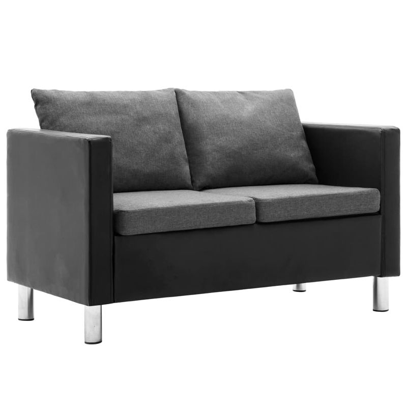 Casa si Gradina - Mobilier - Seturi de mobilier - Seturi living - Set canapea, 3 piese, 3+2+1 locuri, piele ecologica, negru/gri deschis - Infinity.ro