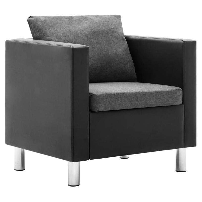 Casa si Gradina - Mobilier - Seturi de mobilier - Seturi living - Set canapea, 3 piese, 3+2+1 locuri, piele ecologica, negru/gri deschis - Infinity.ro