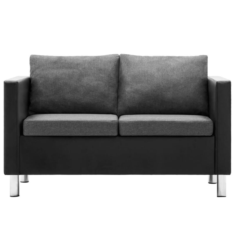 Casa si Gradina - Mobilier - Seturi de mobilier - Seturi living - Set canapea, 3 piese, 3+2+1 locuri, piele ecologica, negru/gri deschis - Infinity.ro