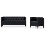 Casa si Gradina - Mobilier - Seturi de mobilier - Seturi living - Set canapea, 2 piese, piele ecologica, negru - Infinity.ro
