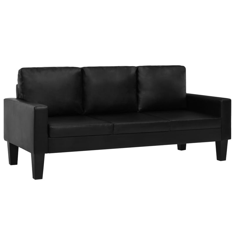 Casa si Gradina - Mobilier - Seturi de mobilier - Seturi living - Set canapea, 2 buc., 3+2 locuri, piele artificiala, negru - Infinity.ro
