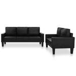 Casa si Gradina - Mobilier - Seturi de mobilier - Seturi living - Set canapea, 2 buc., 3+2 locuri, piele artificiala, negru - Infinity.ro