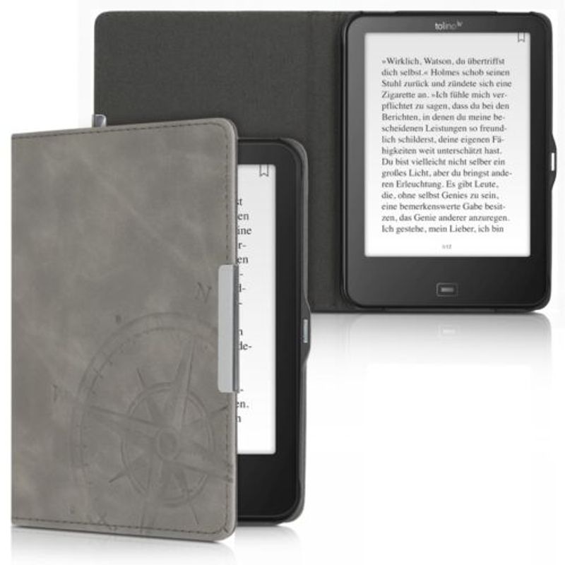 Laptop, Telefoane si Tablete - Tablete si accesorii tablete - Accesorii Tablete - Huse tablete - Husa pentru Tolino Vision 4/Vision 3/Vision 2, Piele ecologica, Gri, 48972.02 - Infinity.ro