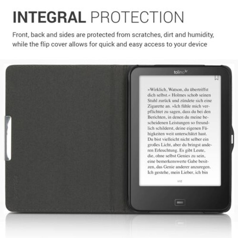 Laptop, Telefoane si Tablete - Tablete si accesorii tablete - Accesorii Tablete - Huse tablete - Husa pentru Tolino Vision 4/Vision 3/Vision 2, Piele ecologica, Gri, 48972.02 - Infinity.ro