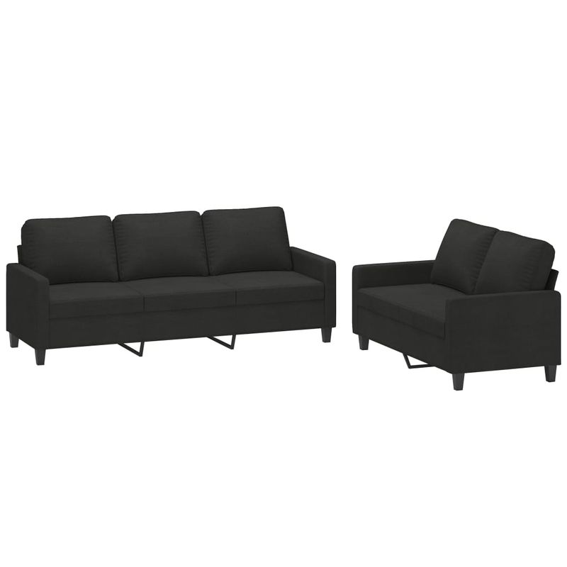 Casa si Gradina - Mobilier - Seturi de mobilier - Seturi living - Set de canapele cu perne, 2 piese, textil, negru - Infinity.ro