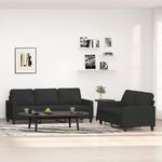 Casa si Gradina - Mobilier - Seturi de mobilier - Seturi living - Set de canapele cu perne, 2 piese, textil, negru - Infinity.ro