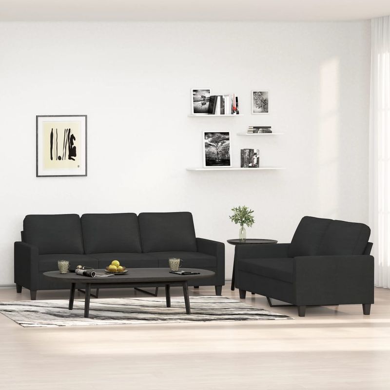 Casa si Gradina - Mobilier - Seturi de mobilier - Seturi living - Set de canapele cu perne, 2 piese, textil, negru - Infinity.ro