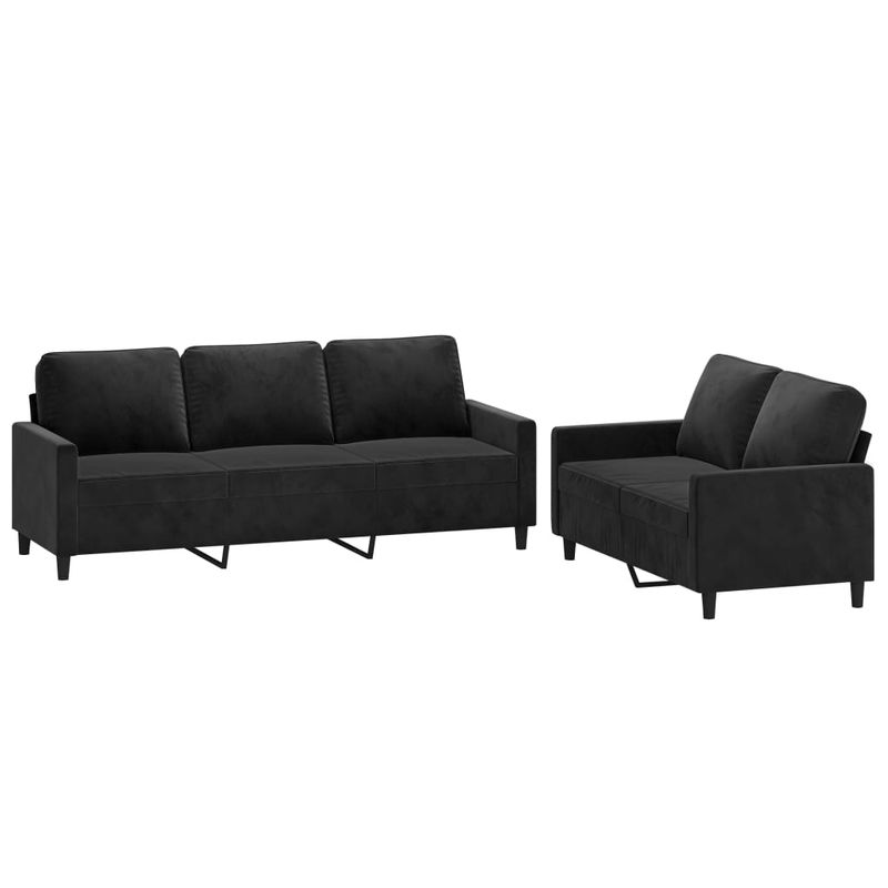 Casa si Gradina - Mobilier - Seturi de mobilier - Seturi living - Set de canapele cu perne, 2 piese, catifea, negru - Infinity.ro