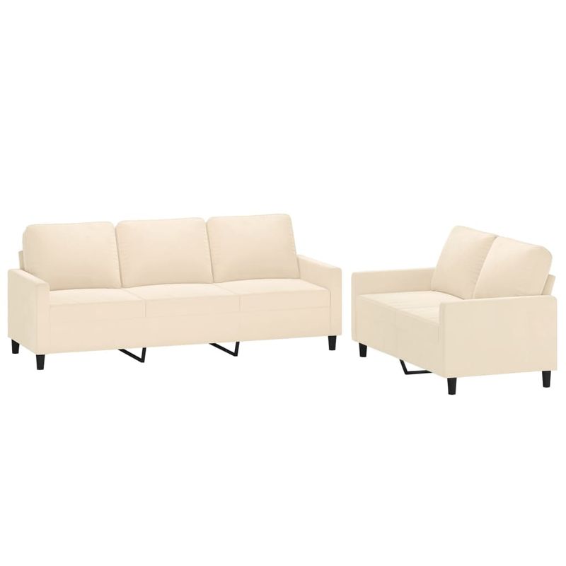 Casa si Gradina - Mobilier - Seturi de mobilier - Seturi living - Set de canapele cu perne, 2 piese, catifea, crem - Infinity.ro