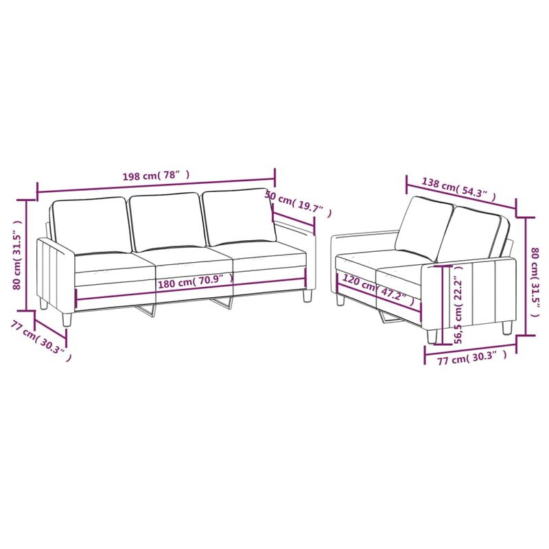 Casa si Gradina - Mobilier - Seturi de mobilier - Seturi living - Set de canapele cu perne, 2 piese, catifea, crem - Infinity.ro