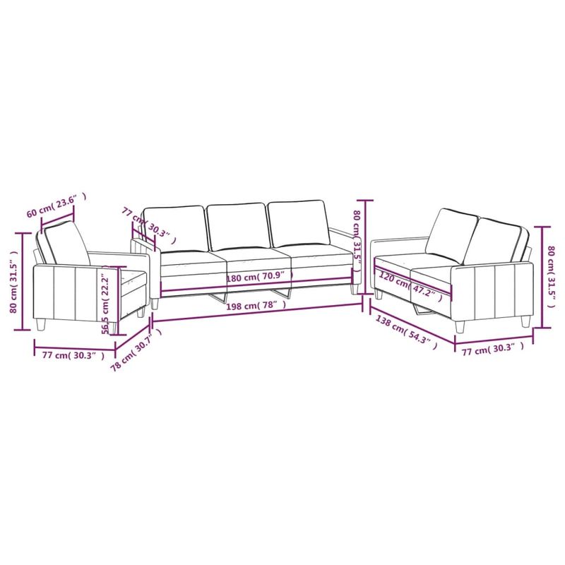 Casa si Gradina - Mobilier - Seturi de mobilier - Seturi living - Set de canapea cu perne, 3 piese, textil, gri taupe, model 1 - Infinity.ro