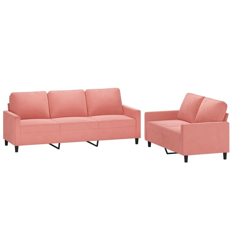 Casa si Gradina - Mobilier - Seturi de mobilier - Seturi living - Set de canapele cu perne, 2 piese, catifea, roz - Infinity.ro