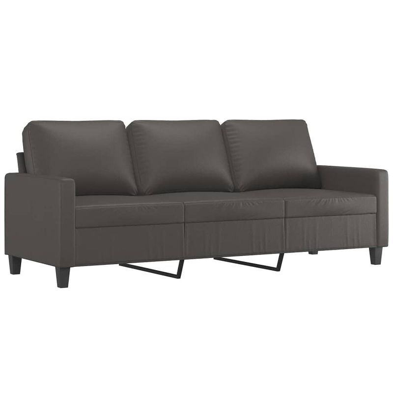 Casa si Gradina - Mobilier - Seturi de mobilier - Seturi living - Set de canapele cu perne, 3 piese, piele ecologica, gri, model 1 - Infinity.ro