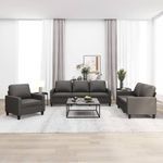 Casa si Gradina - Mobilier - Seturi de mobilier - Seturi living - Set de canapele cu perne, 3 piese, piele ecologica, gri, model 1 - Infinity.ro