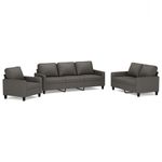 Casa si Gradina - Mobilier - Seturi de mobilier - Seturi living - Set de canapele cu perne, 3 piese, piele ecologica, gri, model 1 - Infinity.ro