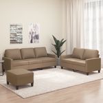 Casa si Gradina - Mobilier - Seturi de mobilier - Seturi living - Set de canapele cu perne, 3 piese, piele ecologica, cappuccino, model 2 - Infinity.ro