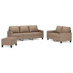 Casa si Gradina - Mobilier - Seturi de mobilier - Seturi living - Set de canapele cu perne, 3 piese, piele ecologica, cappuccino, model 2 - Infinity.ro