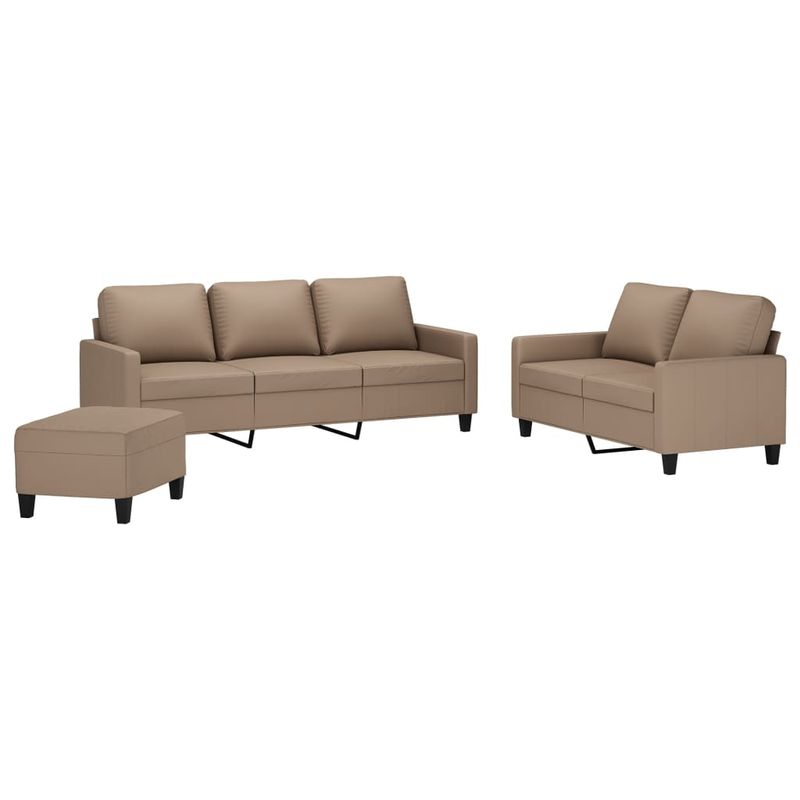 Casa si Gradina - Mobilier - Seturi de mobilier - Seturi living - Set de canapele cu perne, 3 piese, piele ecologica, cappuccino, model 2 - Infinity.ro