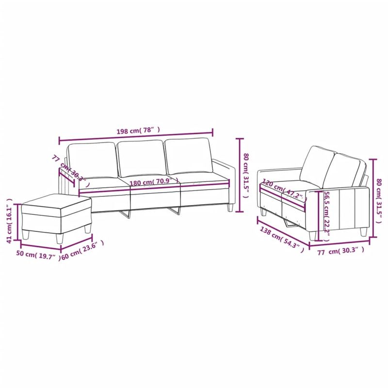 Casa si Gradina - Mobilier - Seturi de mobilier - Seturi living - Set de canapele cu perne, 3 piese, piele ecologica, cappuccino, model 2 - Infinity.ro