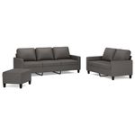 Casa si Gradina - Mobilier - Seturi de mobilier - Seturi living - Set de canapele cu perne, 3 piese, piele ecologica, gri, model 2 - Infinity.ro