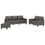 Casa si Gradina - Mobilier - Seturi de mobilier - Seturi living - Set de canapele cu perne, 3 piese, piele ecologica, gri, model 2 - Infinity.ro