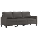 Casa si Gradina - Mobilier - Seturi de mobilier - Seturi living - Set de canapele cu perne, 3 piese, piele ecologica, gri, model 2 - Infinity.ro
