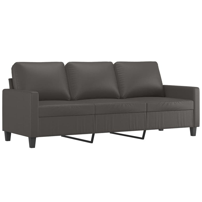 Casa si Gradina - Mobilier - Seturi de mobilier - Seturi living - Set de canapele cu perne, 3 piese, piele ecologica, gri, model 2 - Infinity.ro