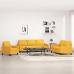 Casa si Gradina - Mobilier - Seturi de mobilier - Seturi living - Set de canapele cu perne, 3 piese, textil, galben deschis, model 1 - Infinity.ro