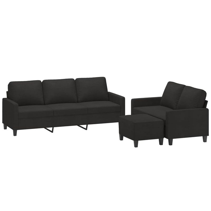 Casa si Gradina - Mobilier - Seturi de mobilier - Seturi living - Set de canapele cu perne, 3 piese, textil, negru, model 3 - Infinity.ro
