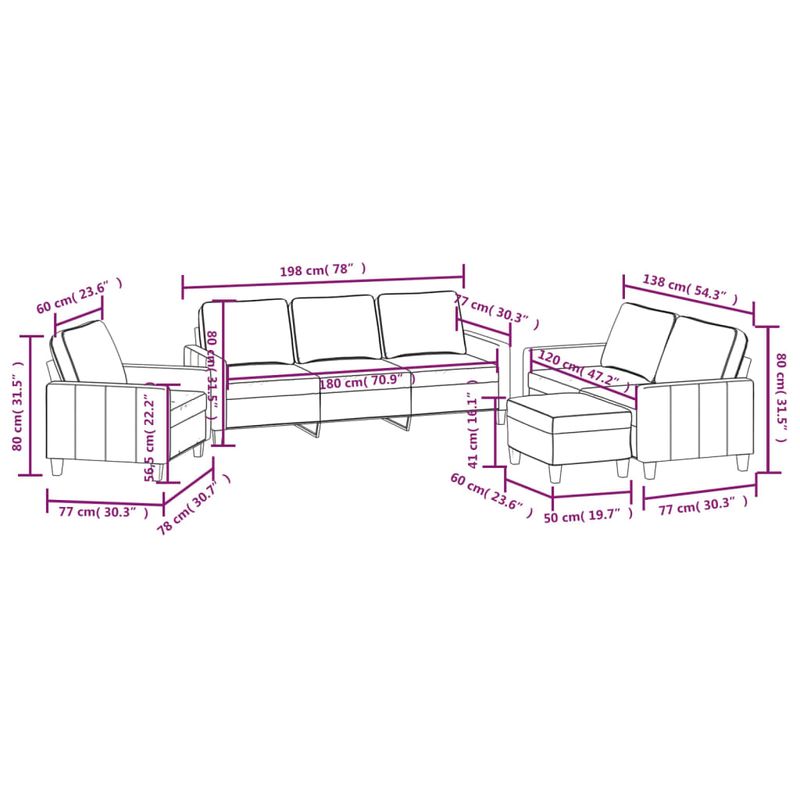 Casa si Gradina - Mobilier - Seturi de mobilier - Seturi living - Set de canapele cu perne, 4 piese, textil, maro, model 1 - Infinity.ro