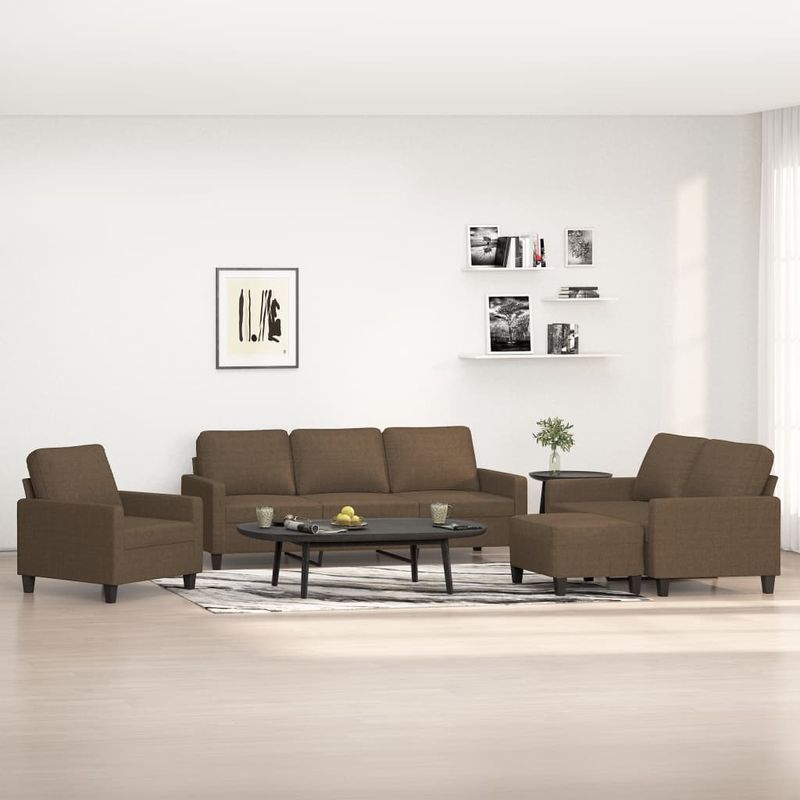 Casa si Gradina - Mobilier - Seturi de mobilier - Seturi living - Set de canapele cu perne, 4 piese, textil, maro, model 1 - Infinity.ro