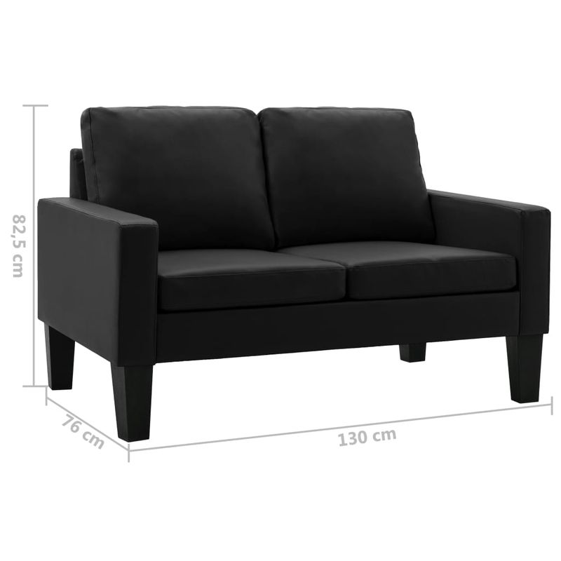 Casa si Gradina - Mobilier - Seturi de mobilier - Seturi living - Set de canapele, 2 piese, piele ecologica, negru, model 2 - Infinity.ro