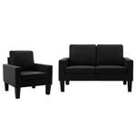 Casa si Gradina - Mobilier - Seturi de mobilier - Seturi living - Set de canapele, 2 piese, piele ecologica, negru, model 2 - Infinity.ro