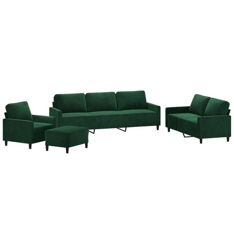Casa si Gradina - Mobilier - Seturi de mobilier - Seturi living - Set de canapele cu perne, 4 piese, catifea, verde inchis, model 2 - Infinity.ro