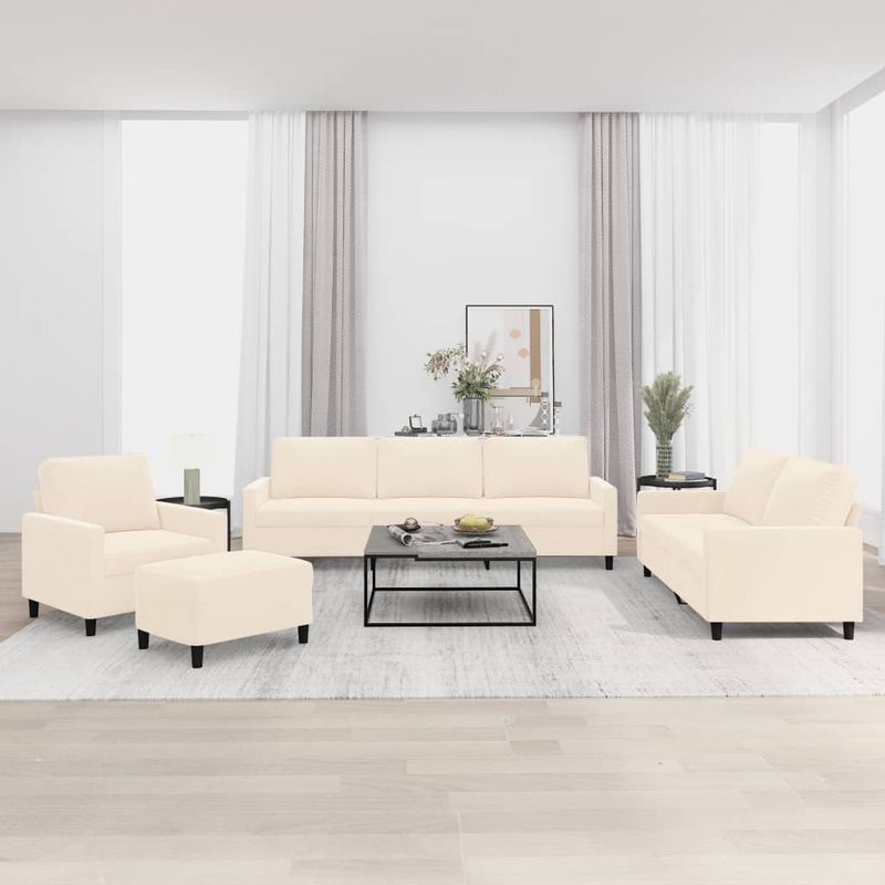 Casa si Gradina - Mobilier - Seturi de mobilier - Seturi living - Set de canapele cu perne, 4 piese, catifea, crem, model 2 - Infinity.ro