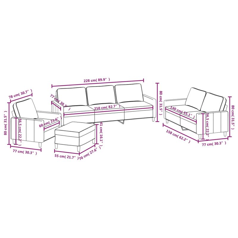 Casa si Gradina - Mobilier - Seturi de mobilier - Seturi living - Set de canapele cu perne, 4 piese, catifea, crem, model 2 - Infinity.ro