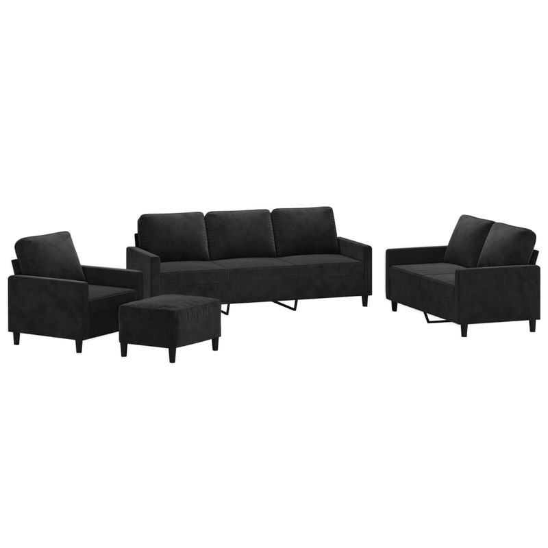 Casa si Gradina - Mobilier - Seturi de mobilier - Seturi living - Set de canapele cu perne, 4 piese, catifea, negru, model 1 - Infinity.ro