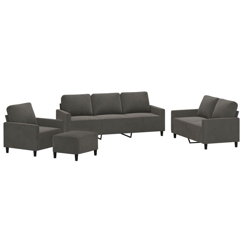 Casa si Gradina - Mobilier - Seturi de mobilier - Seturi living - Set de canapele cu perne, 4 piese, catifea, gri inchis, model 1 - Infinity.ro