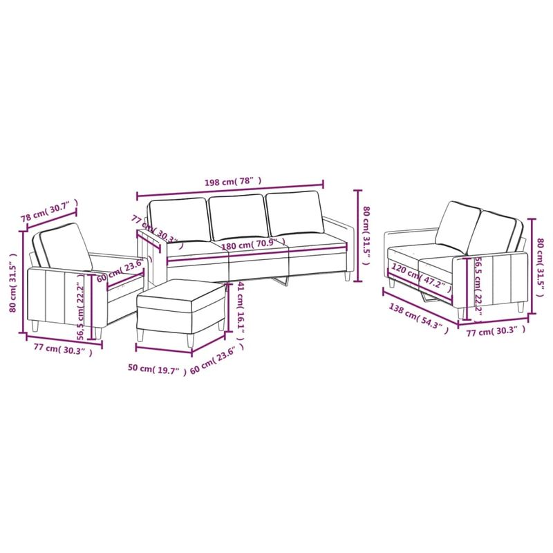Casa si Gradina - Mobilier - Seturi de mobilier - Seturi living - Set de canapele cu perne, 4 piese, catifea, gri inchis, model 1 - Infinity.ro
