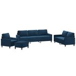 Casa si Gradina - Mobilier - Seturi de mobilier - Seturi living - Set de canapele cu perne, 4 piese, catifea, albastru, model 2 - Infinity.ro
