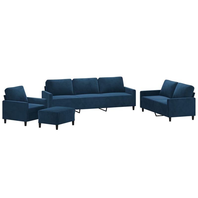 Casa si Gradina - Mobilier - Seturi de mobilier - Seturi living - Set de canapele cu perne, 4 piese, catifea, albastru, model 2 - Infinity.ro