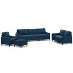 Casa si Gradina - Mobilier - Seturi de mobilier - Seturi living - Set de canapele cu perne, 4 piese, catifea, albastru, model 2 - Infinity.ro