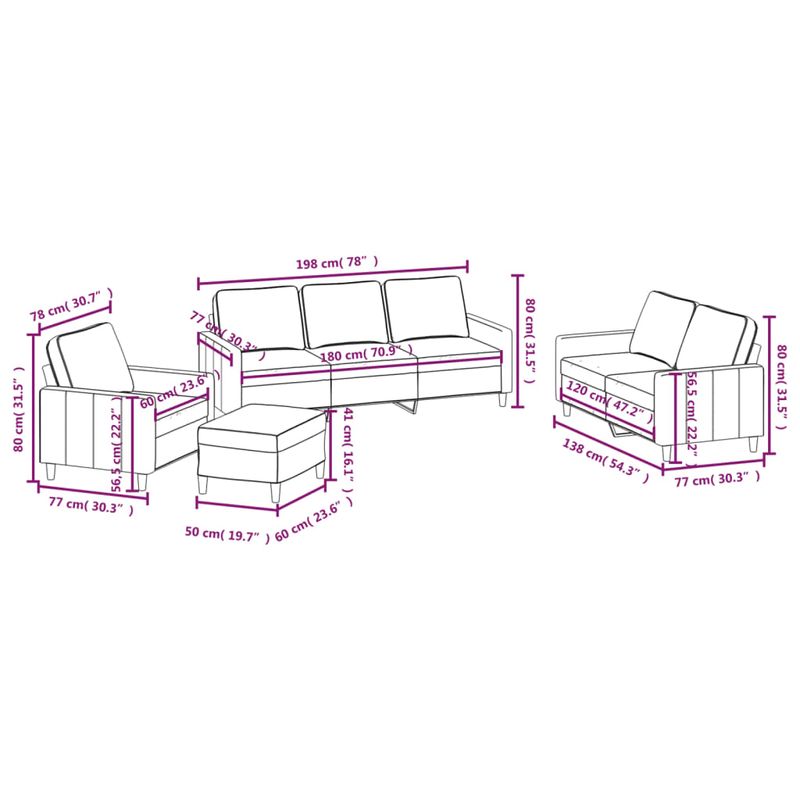 Casa si Gradina - Mobilier - Seturi de mobilier - Seturi living - Set de canapele cu perne, 4 piese, catifea, crem, model 1 - Infinity.ro