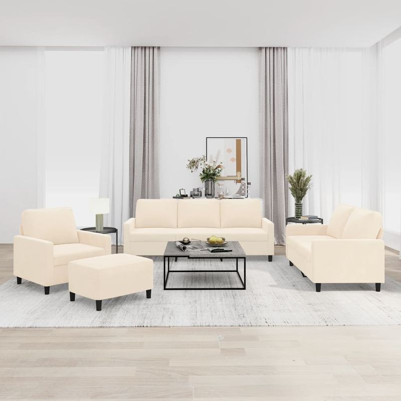 Casa si Gradina - Mobilier - Seturi de mobilier - Seturi living - Set de canapele cu perne, 4 piese, catifea, crem, model 1 - Infinity.ro