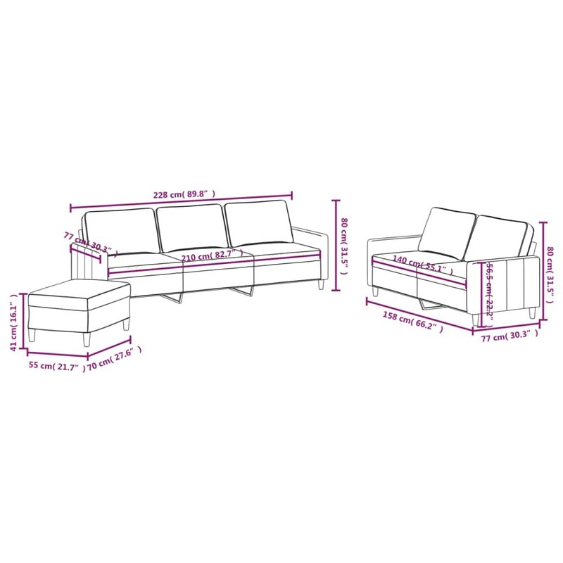Casa si Gradina - Mobilier - Seturi de mobilier - Seturi living - Set de canapele cu perne, 3 piese, catifea, verde inchis, model 4 - Infinity.ro