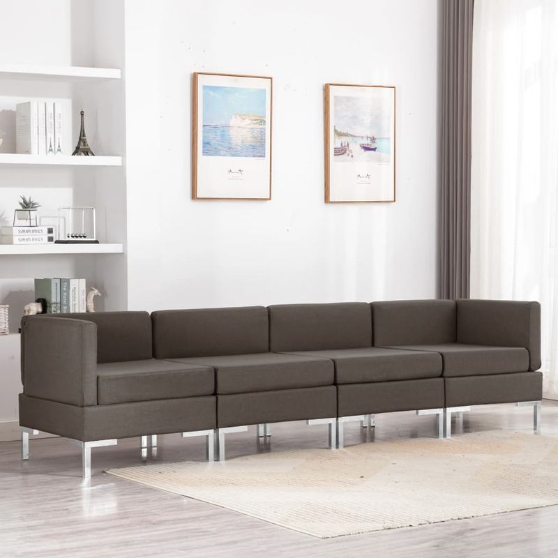 Casa si Gradina - Mobilier - Seturi de mobilier - Seturi living - Set de canapele, 4 piese, textil, gri taupe, model 2 - Infinity.ro