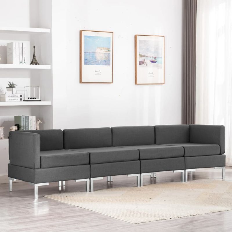 Casa si Gradina - Mobilier - Seturi de mobilier - Seturi living - Set de canapele, 4 piese, textil, gri inchis, model 3 - Infinity.ro
