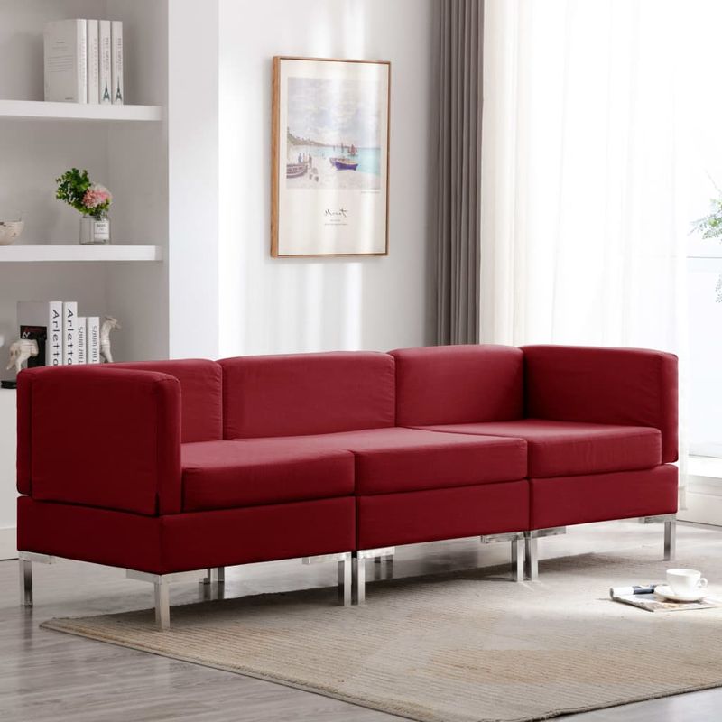 Casa si Gradina - Mobilier - Seturi de mobilier - Seturi living - Set de canapele, 3 piese, textil, rosu vin, model 1 - Infinity.ro