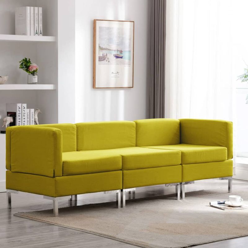 Casa si Gradina - Mobilier - Seturi de mobilier - Seturi living - Set de canapele, 3 piese, textil, galben, model 2 - Infinity.ro