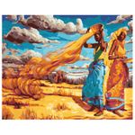 Jucarii, Copii si Bebe - Jucarii si jocuri - Jucarii & jocuri educative - Seturi pictura si desen - Set pictura pe numere Femeile africane 1121, panza bumbac pe rama lemn, 90 x 120 cm - Infinity.ro